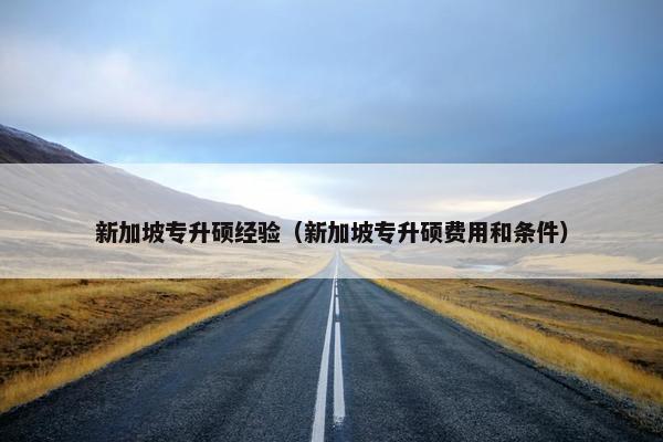 新加坡专升硕经验（新加坡专升硕费用和条件）