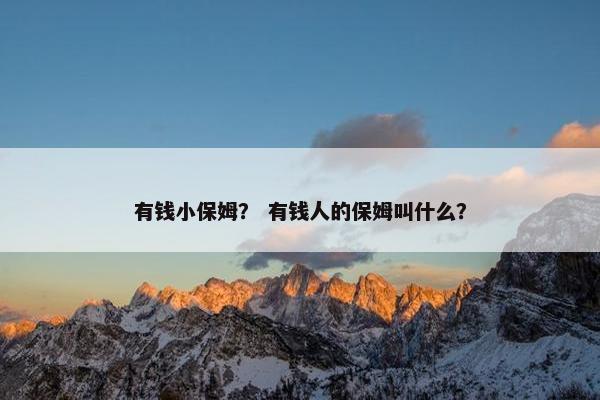 有钱小保姆？ 有钱人的保姆叫什么？