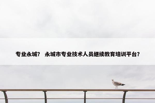 专业永城？ 永城市专业技术人员继续教育培训平台？