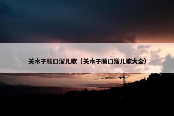 关木子顺口溜儿歌（关木子顺口溜儿歌大全）