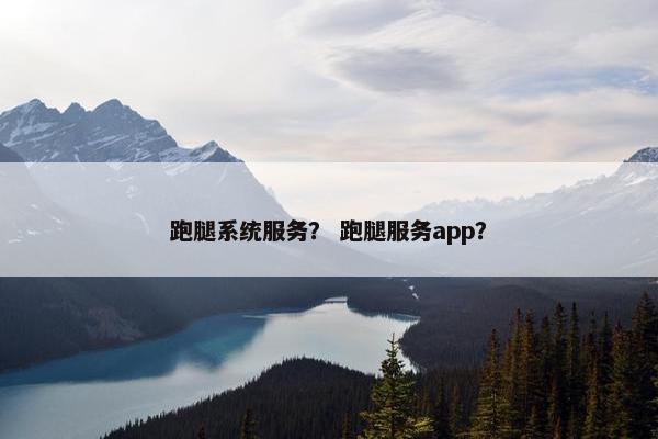 跑腿系统服务？ 跑腿服务app？