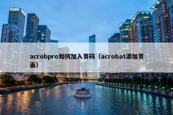 acrobpro如何加入页码（acrobat添加页面）