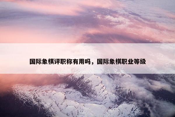 国际象棋评职称有用吗，国际象棋职业等级
