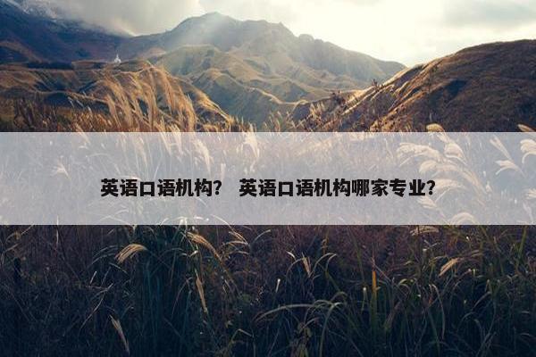 英语口语机构？ 英语口语机构哪家专业？