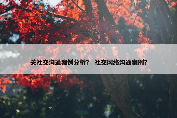 关社交沟通案例分析？ 社交网络沟通案例？