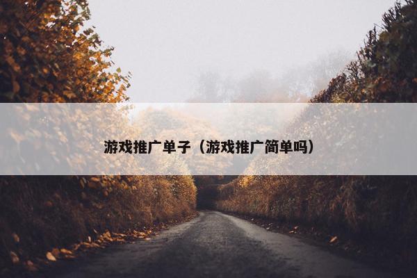游戏推广单子（游戏推广简单吗）