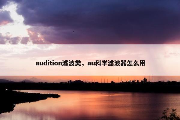 audition滤波类，au科学滤波器怎么用