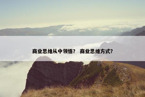 商业思维从中领悟？ 商业思维方式？