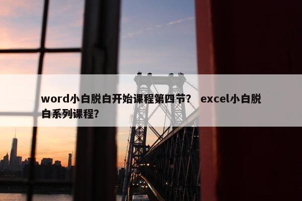 word小白脱白开始课程第四节？ excel小白脱白系列课程？
