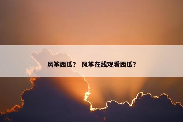 风筝西瓜？ 风筝在线观看西瓜？