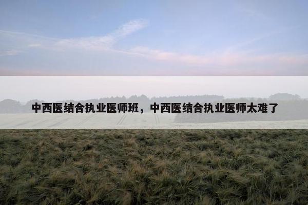 中西医结合执业医师班，中西医结合执业医师太难了