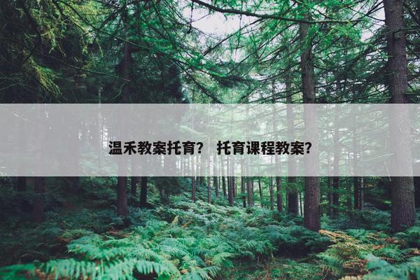 温禾教案托育？ 托育课程教案？