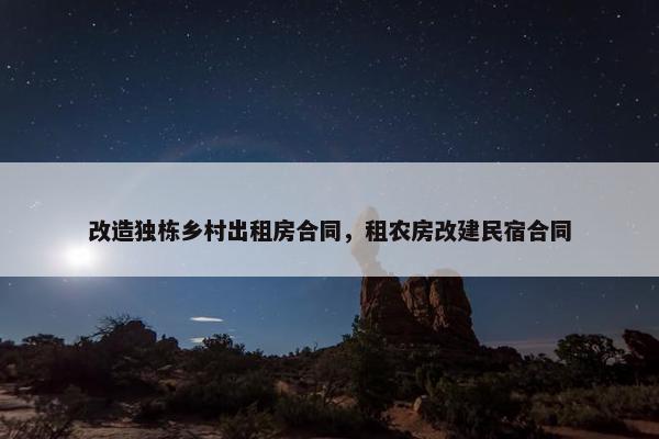 改造独栋乡村出租房合同，租农房改建民宿合同