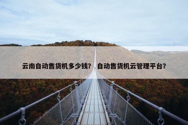 云南自动售货机多少钱？ 自动售货机云管理平台？