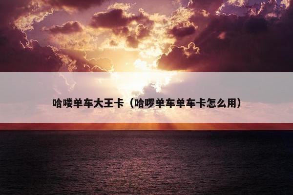 哈喽单车大王卡（哈啰单车单车卡怎么用）