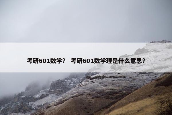 考研601数学？ 考研601数学理是什么意思？