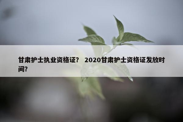 甘肃护士执业资格证？ 2020甘肃护士资格证发放时间？