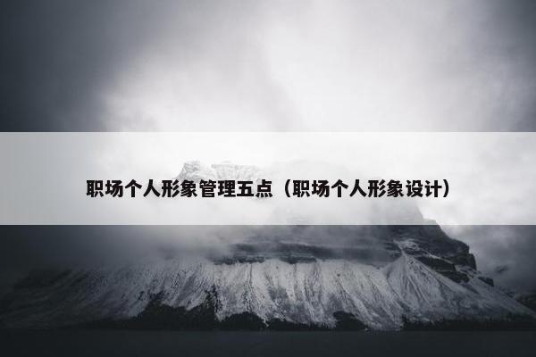 职场个人形象管理五点（职场个人形象设计）