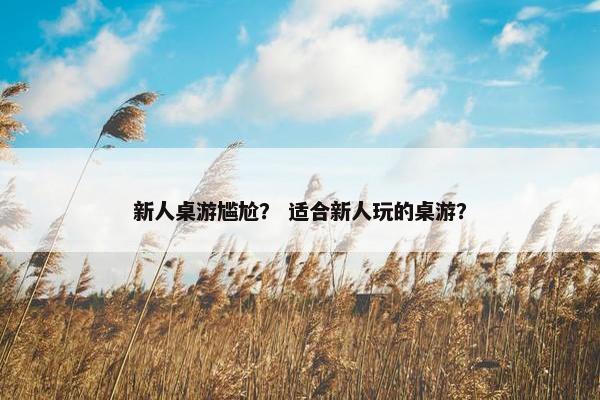 新人桌游尴尬？ 适合新人玩的桌游？