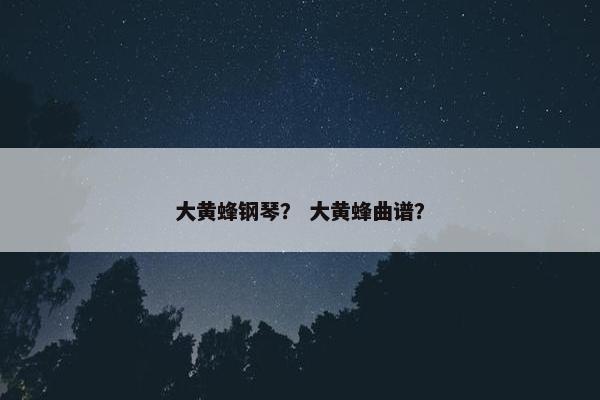 大黄蜂钢琴？ 大黄蜂曲谱？