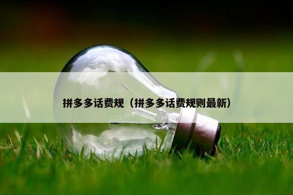 拼多多话费规（拼多多话费规则最新）