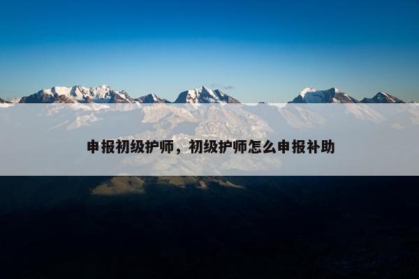 申报初级护师，初级护师怎么申报补助