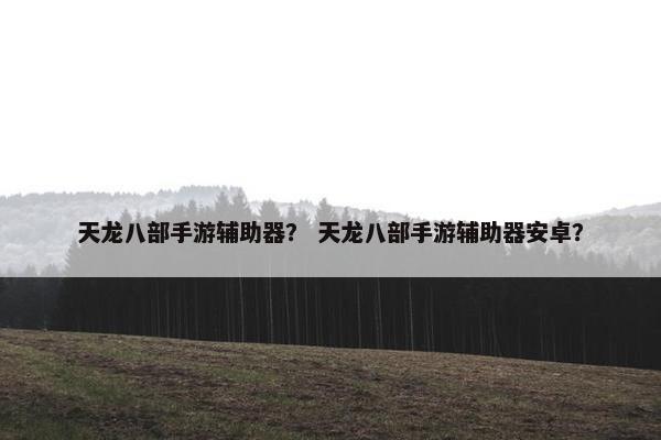 天龙八部手游辅助器？ 天龙八部手游辅助器安卓？