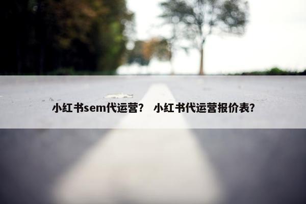 小红书sem代运营？ 小红书代运营报价表？