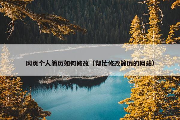 网页个人简历如何修改（帮忙修改简历的网站）