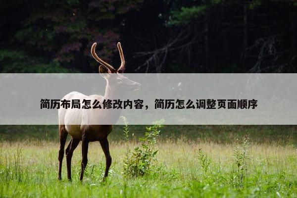 简历布局怎么修改内容，简历怎么调整页面顺序