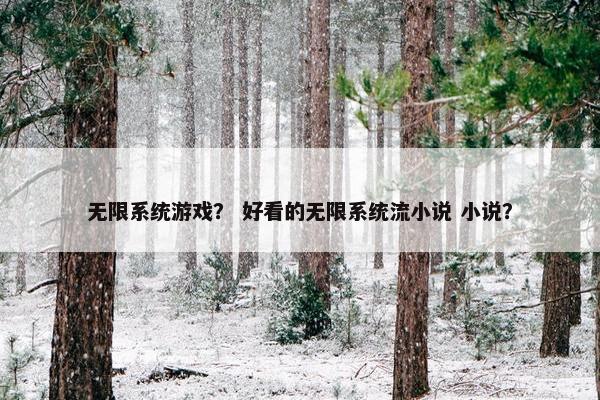 无限系统游戏？ 好看的无限系统流小说 小说？