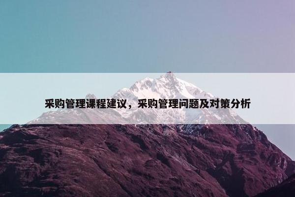 采购管理课程建议，采购管理问题及对策分析