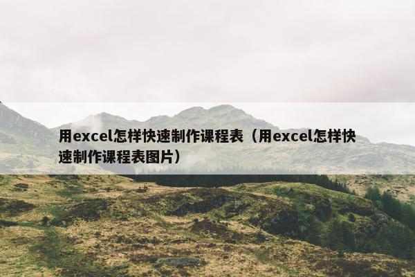 用excel怎样快速制作课程表（用excel怎样快速制作课程表图片）