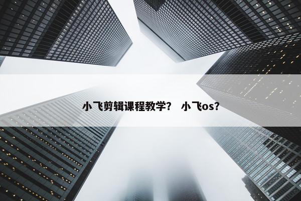 小飞剪辑课程教学？ 小飞os？
