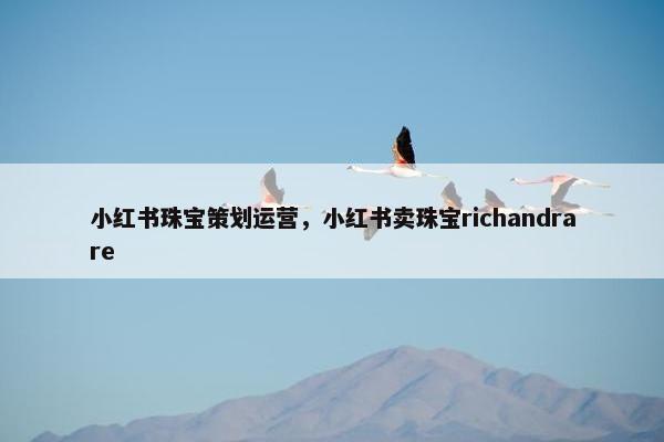 小红书珠宝策划运营，小红书卖珠宝richandrare