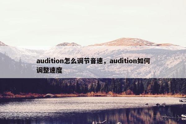 audition怎么调节音速，audition如何调整速度