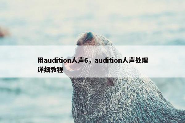 用audition人声6，audition人声处理详细教程
