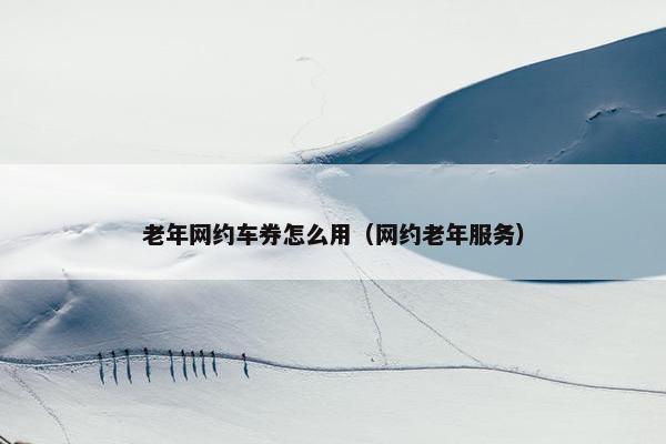 老年网约车券怎么用（网约老年服务）