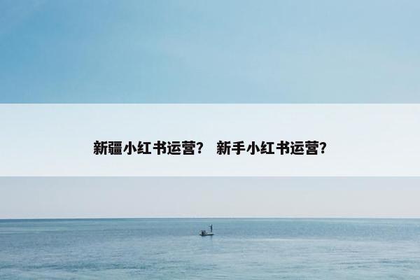 新疆小红书运营？ 新手小红书运营？