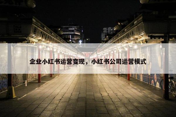 企业小红书运营变现，小红书公司运营模式