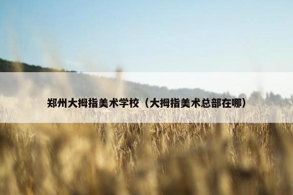 郑州大拇指美术学校（大拇指美术总部在哪）