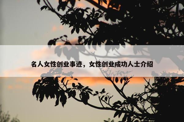 名人女性创业事迹，女性创业成功人士介绍