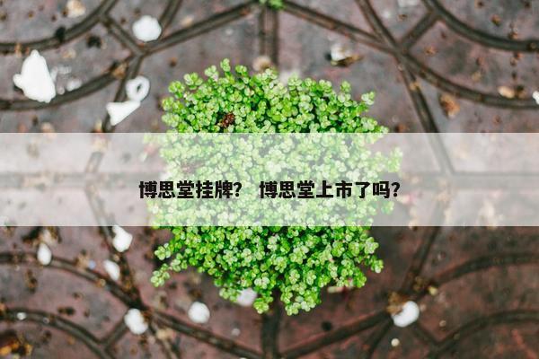 博思堂挂牌？ 博思堂上市了吗？