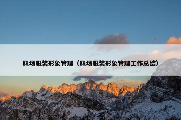 职场服装形象管理（职场服装形象管理工作总结）