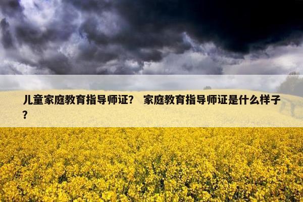 儿童家庭教育指导师证？ 家庭教育指导师证是什么样子？