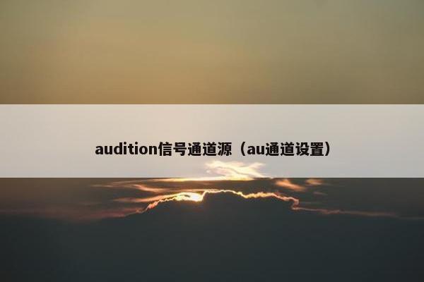 audition信号通道源（au通道设置）