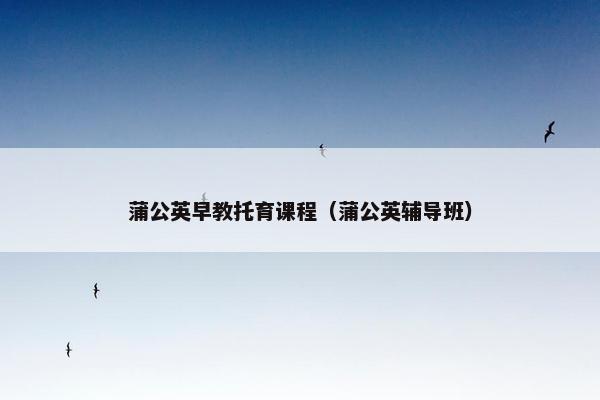 蒲公英早教托育课程（蒲公英辅导班）